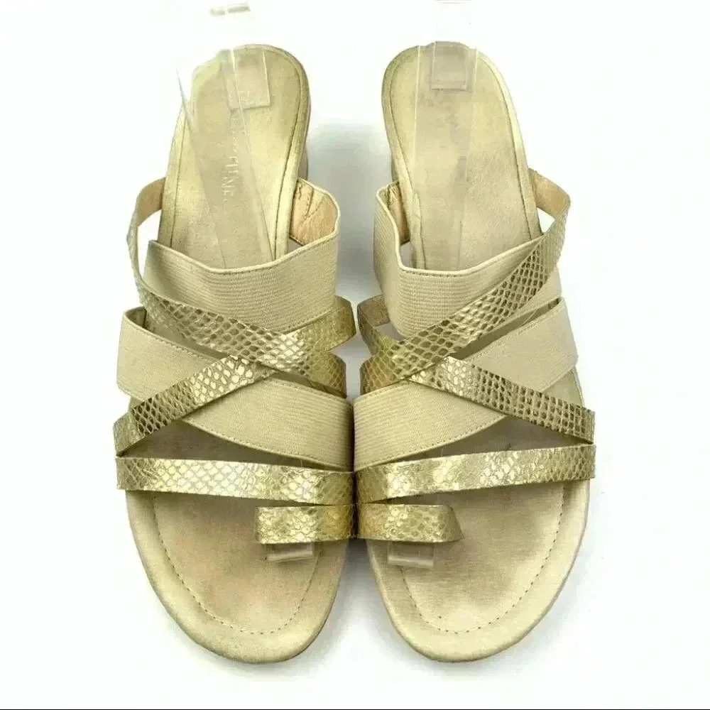 Donald j Pliner sandals 9.5 gold metallic leather - Picture 2 of 12